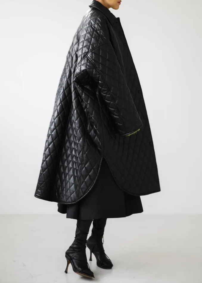 Women The Frankie Shop Outerwear Montana Quilted Faux Leather Coat Black