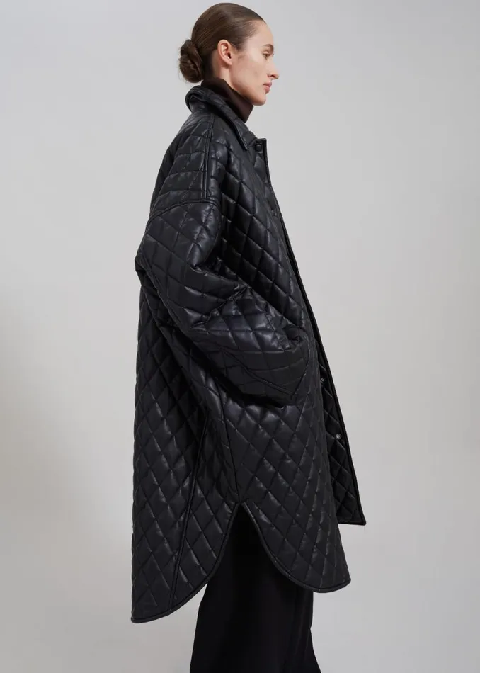 Women The Frankie Shop Outerwear Montana Quilted Faux Leather Coat Black