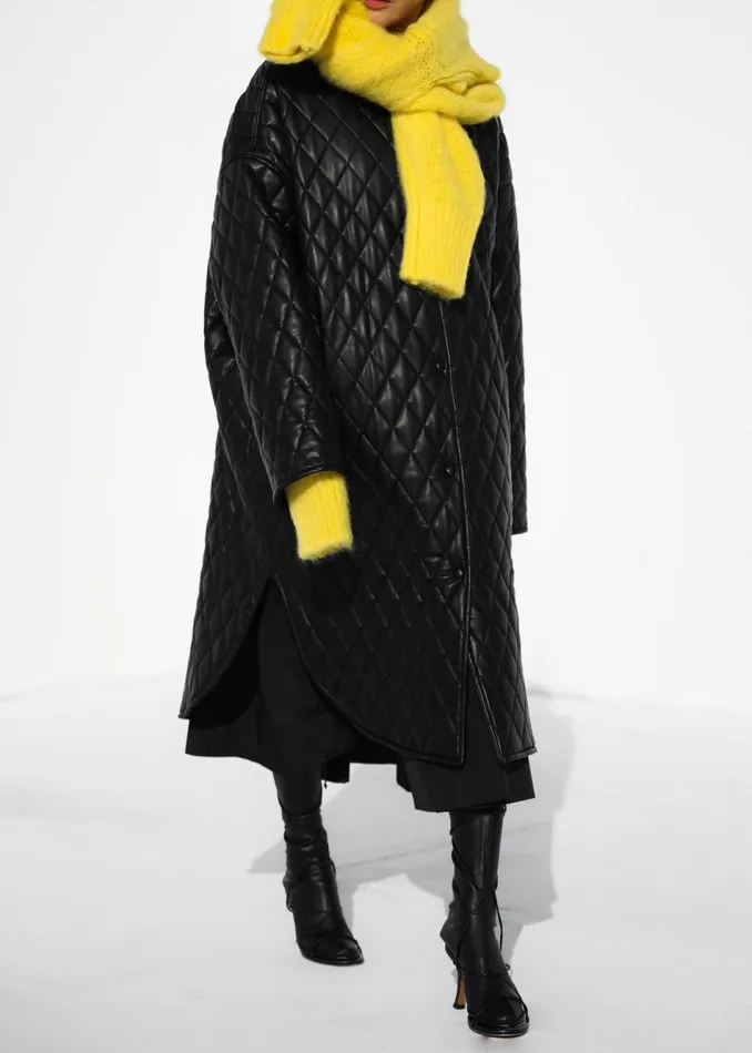 Women The Frankie Shop Outerwear Montana Quilted Faux Leather Coat Black