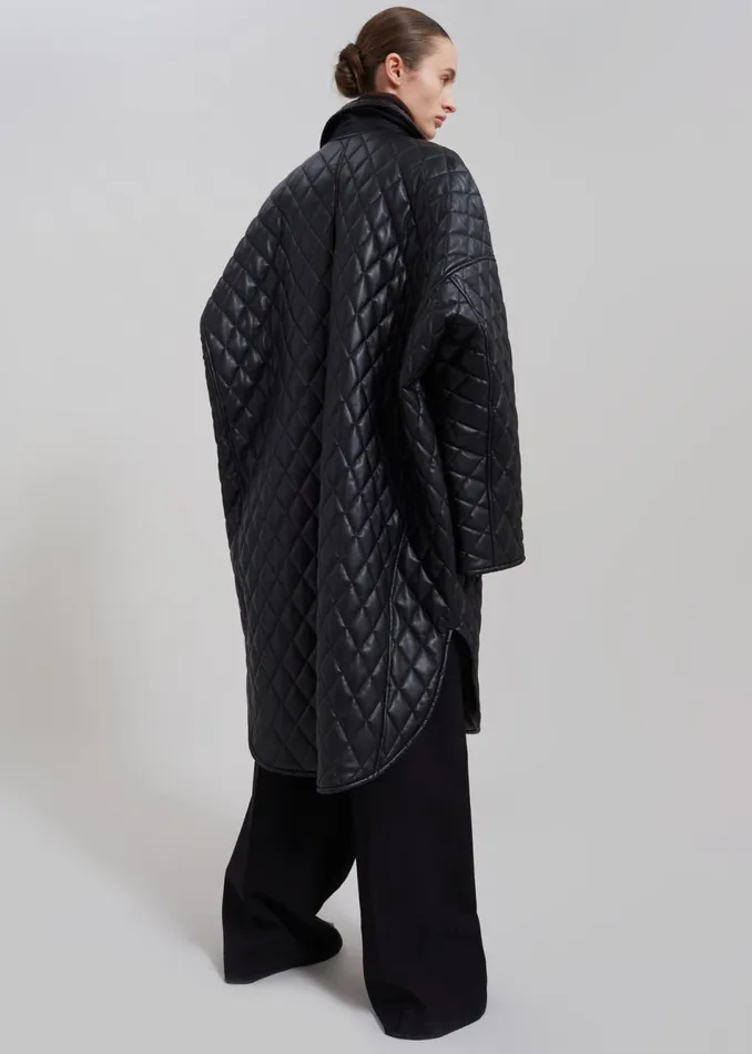 Women The Frankie Shop Outerwear Montana Quilted Faux Leather Coat Black