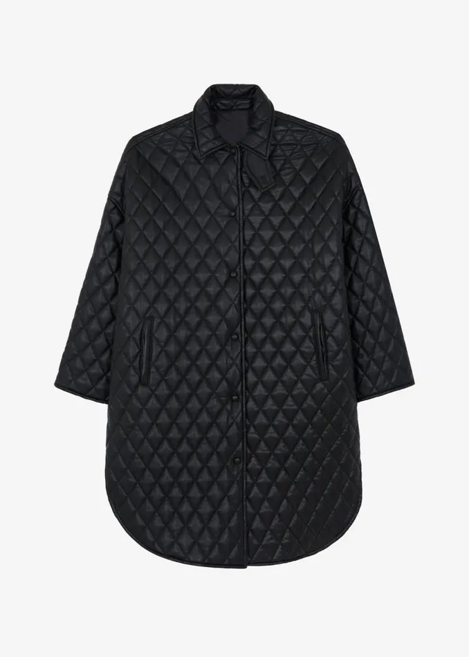 Women The Frankie Shop Outerwear Montana Quilted Faux Leather Coat Black