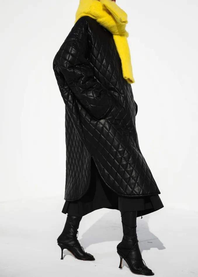 Women The Frankie Shop Outerwear Montana Quilted Faux Leather Coat Black