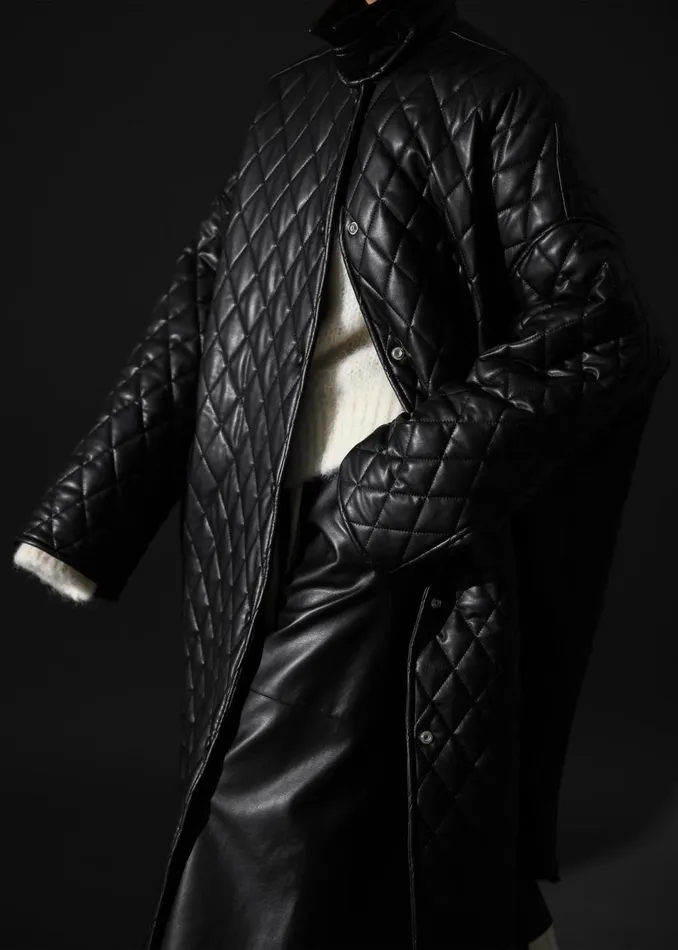 Women The Frankie Shop Outerwear Montana Quilted Faux Leather Coat Black