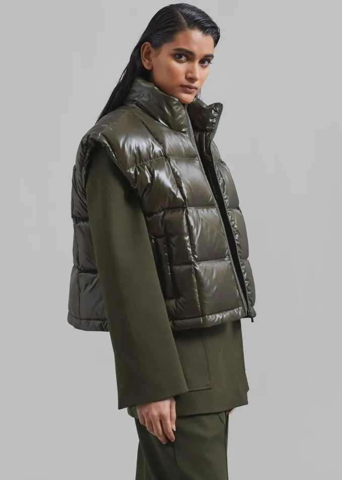 Women The Frankie Shop Outerwear Naomi Puffer Vest Olive