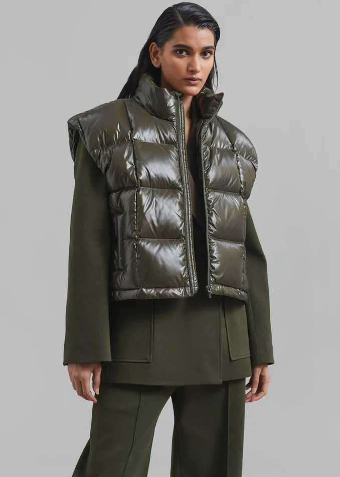 Women The Frankie Shop Outerwear Naomi Puffer Vest Olive