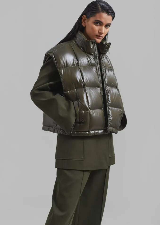 Women The Frankie Shop Outerwear Naomi Puffer Vest Olive