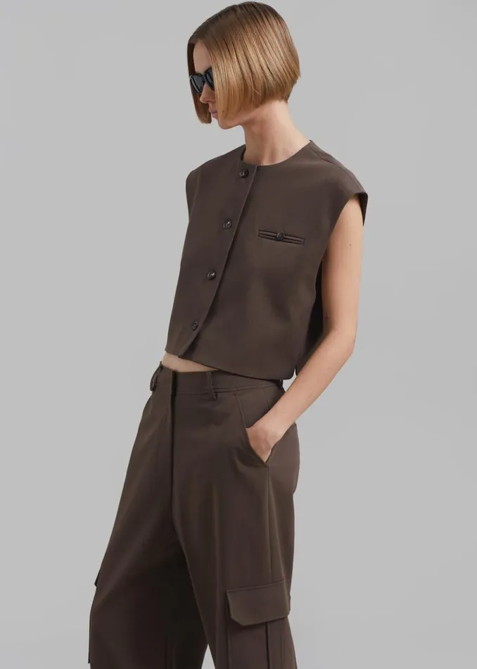 Women The Frankie Shop Outerwear Narci Boxy Vest Brown