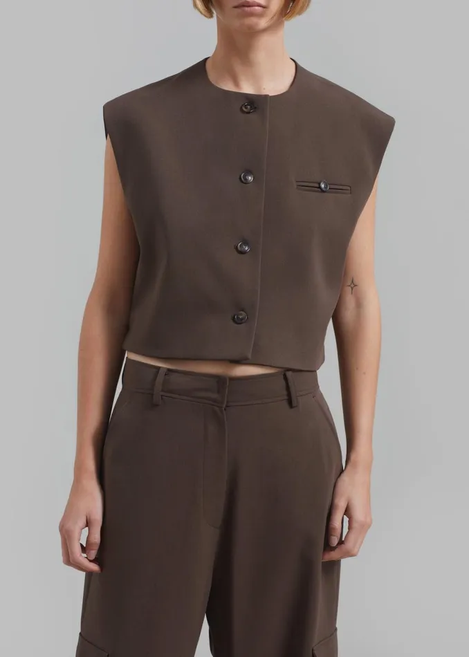 Women The Frankie Shop Outerwear Narci Boxy Vest Brown
