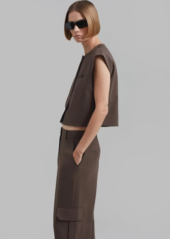 Women The Frankie Shop Outerwear Narci Boxy Vest Brown