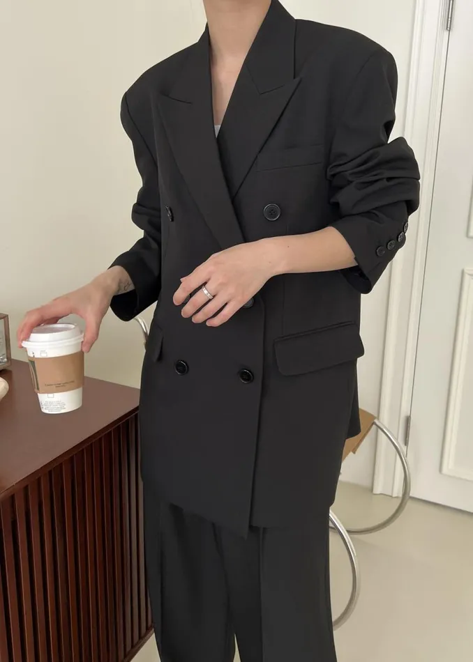 Women The Frankie Shop Outerwear Nessi Double Breasted Blazer Black