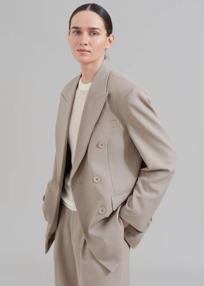 Women The Frankie Shop Outerwear Nessi Double Breasted Blazer Taupe