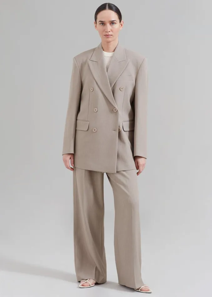 Women The Frankie Shop Outerwear Nessi Double Breasted Blazer Taupe