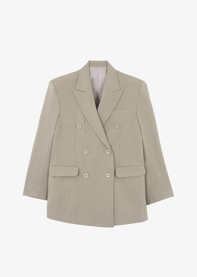 Women The Frankie Shop Outerwear Nessi Double Breasted Blazer Taupe