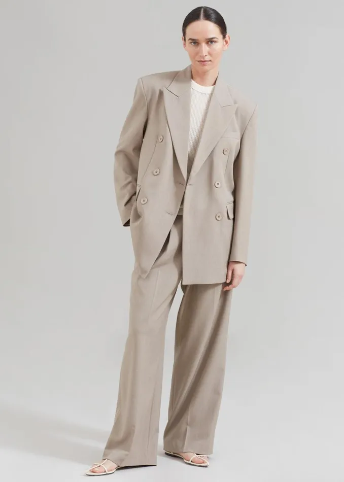 Women The Frankie Shop Outerwear Nessi Double Breasted Blazer Taupe