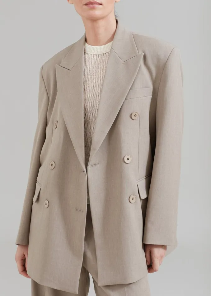 Women The Frankie Shop Outerwear Nessi Double Breasted Blazer Taupe