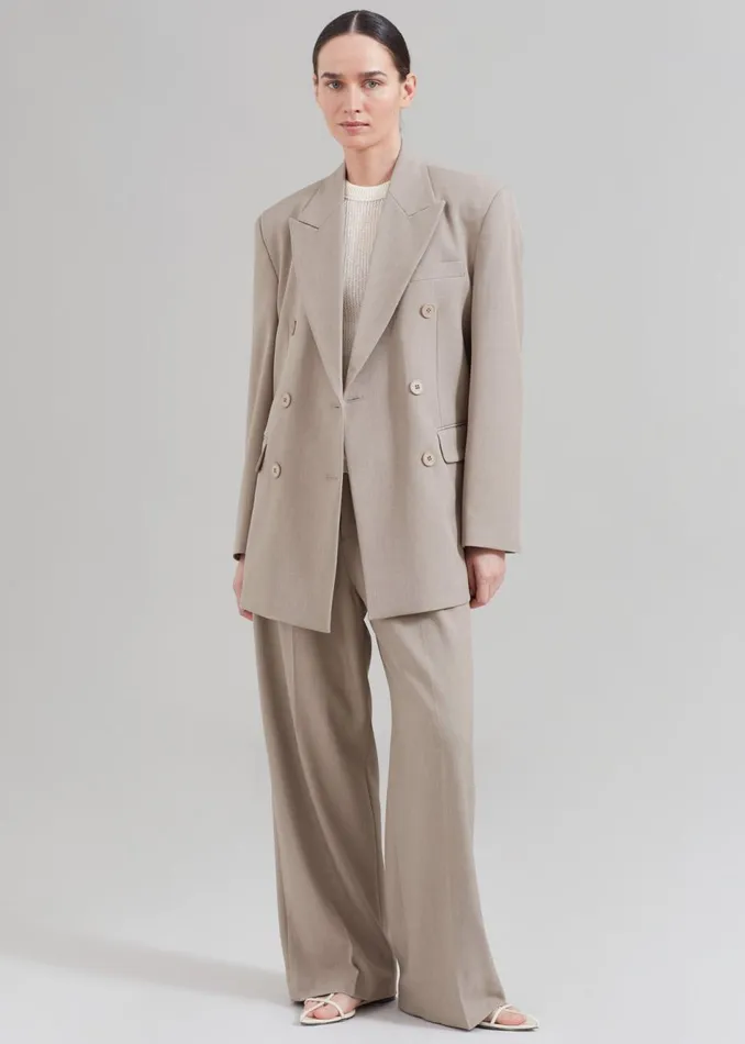 Women The Frankie Shop Outerwear Nessi Double Breasted Blazer Taupe
