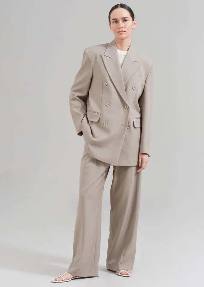 Women The Frankie Shop Outerwear Nessi Double Breasted Blazer Taupe