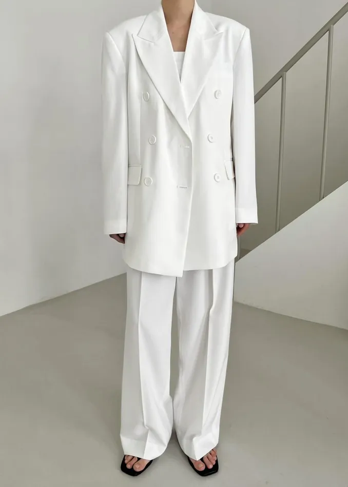 Women The Frankie Shop Outerwear Nessi Double Breasted Blazer White