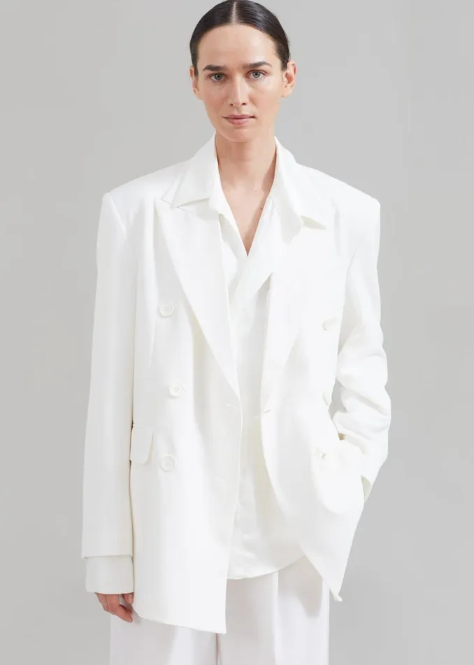 Women The Frankie Shop Outerwear Nessi Double Breasted Blazer White