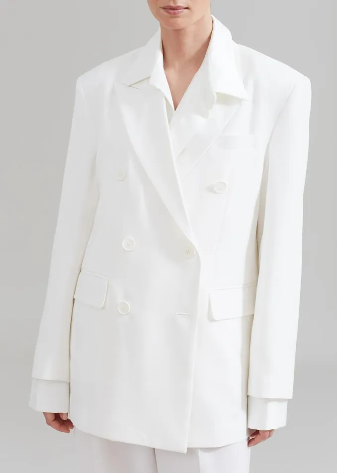 Women The Frankie Shop Outerwear Nessi Double Breasted Blazer White