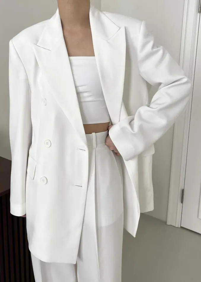 Women The Frankie Shop Outerwear Nessi Double Breasted Blazer White