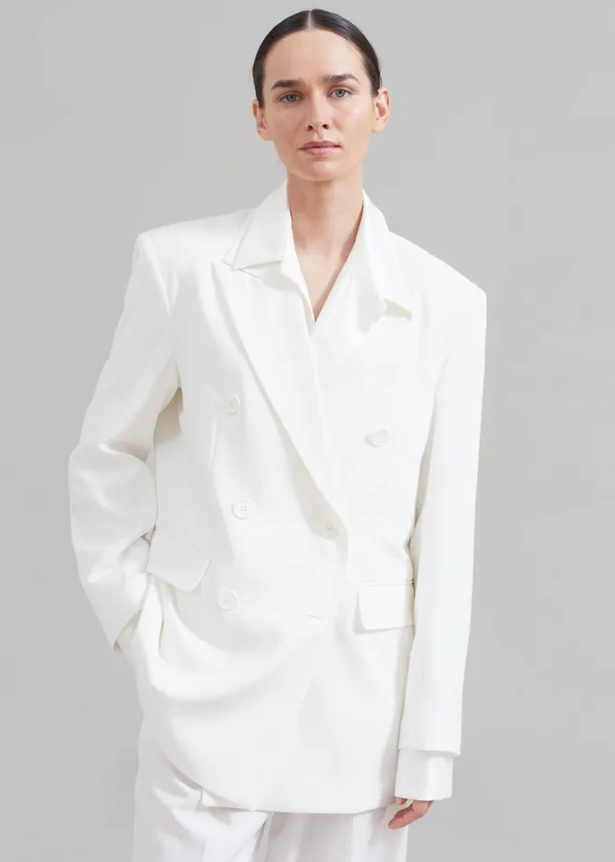 Women The Frankie Shop Outerwear Nessi Double Breasted Blazer White