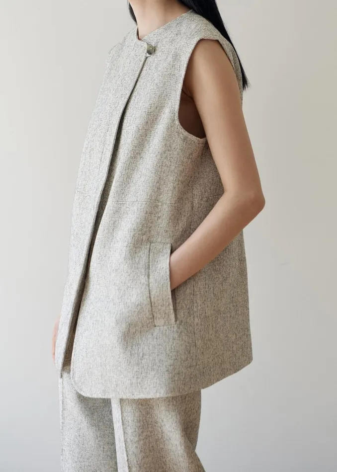 Women The Frankie Shop Outerwear Nevaeh Tweed Vest Beige