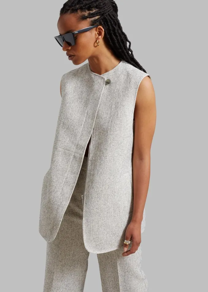 Women The Frankie Shop Outerwear Nevaeh Tweed Vest Beige