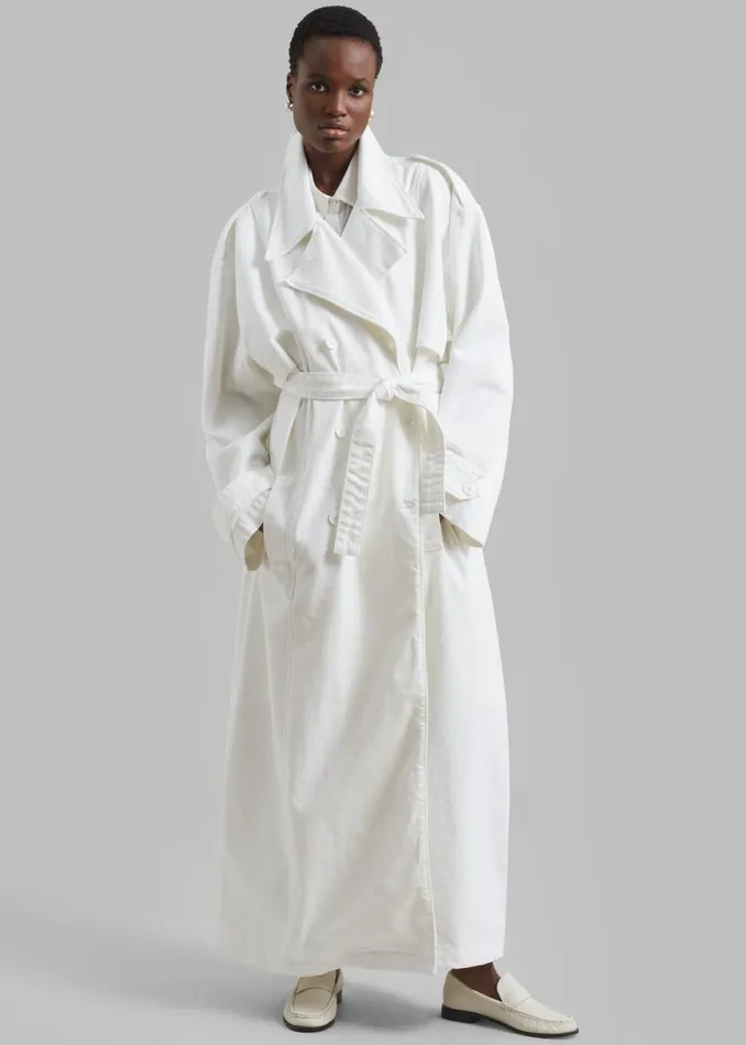 Women The Frankie Shop Outerwear Nikola Denim Trench Coat White