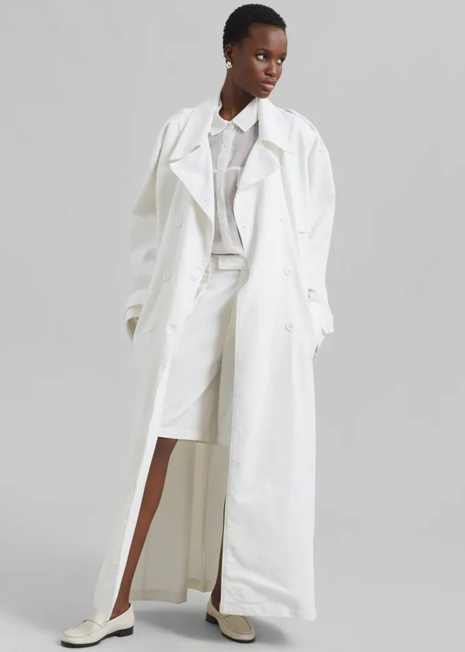 Women The Frankie Shop Outerwear Nikola Denim Trench Coat White