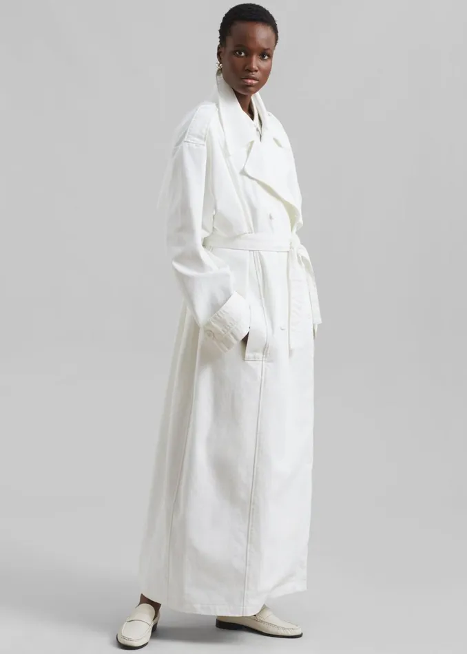 Women The Frankie Shop Outerwear Nikola Denim Trench Coat White
