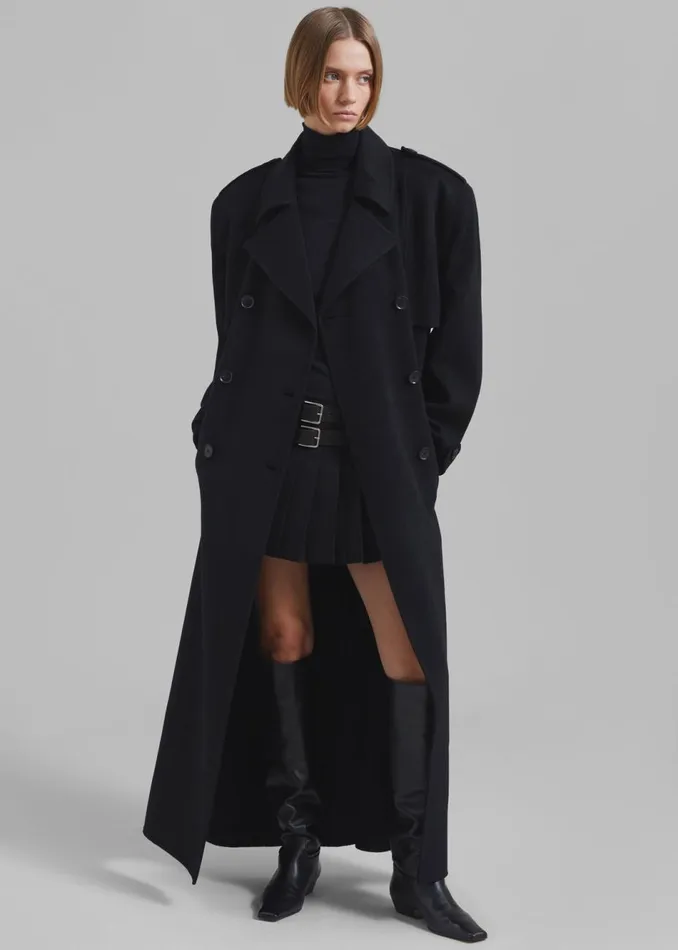 Women The Frankie Shop Outerwear Nikola Padded Trench Coat Black