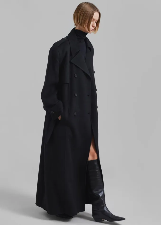 Women The Frankie Shop Outerwear Nikola Padded Trench Coat Black