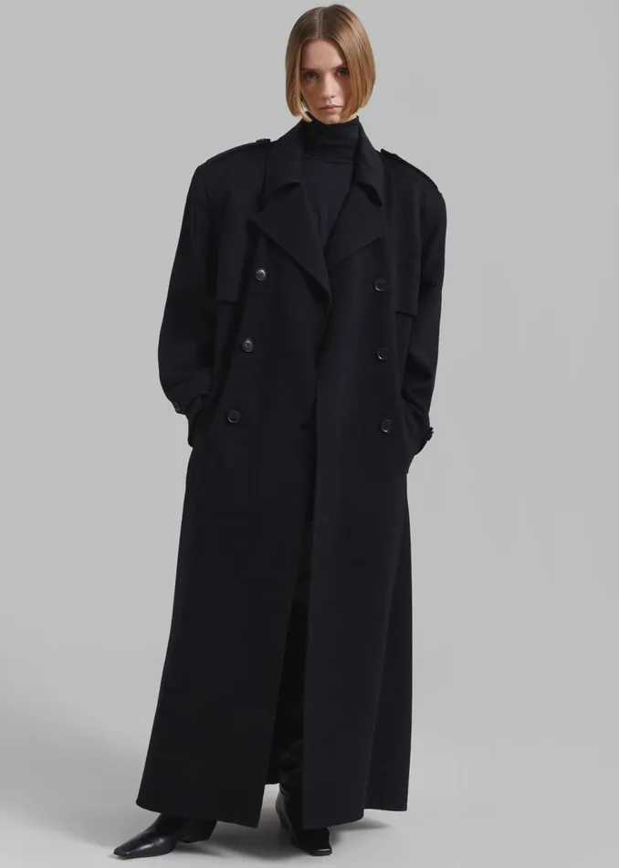 Women The Frankie Shop Outerwear Nikola Padded Trench Coat Black