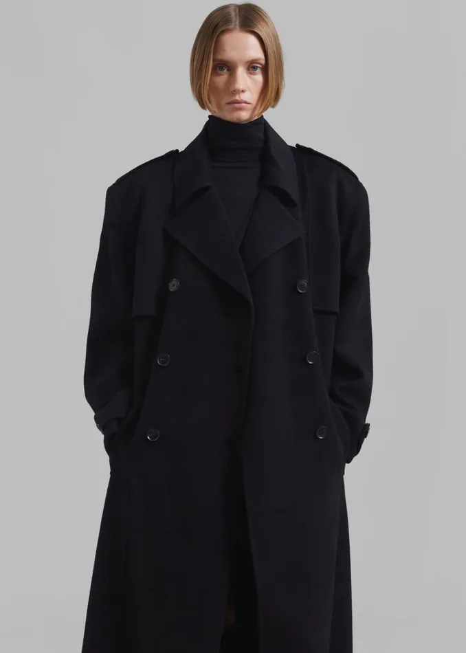 Women The Frankie Shop Outerwear Nikola Padded Trench Coat Black