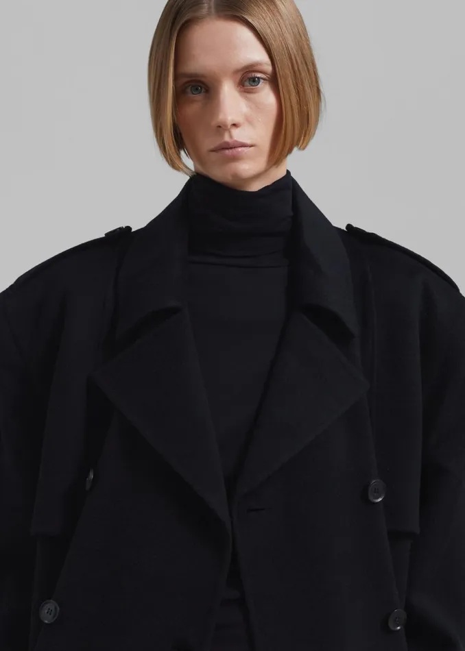Women The Frankie Shop Outerwear Nikola Padded Trench Coat Black