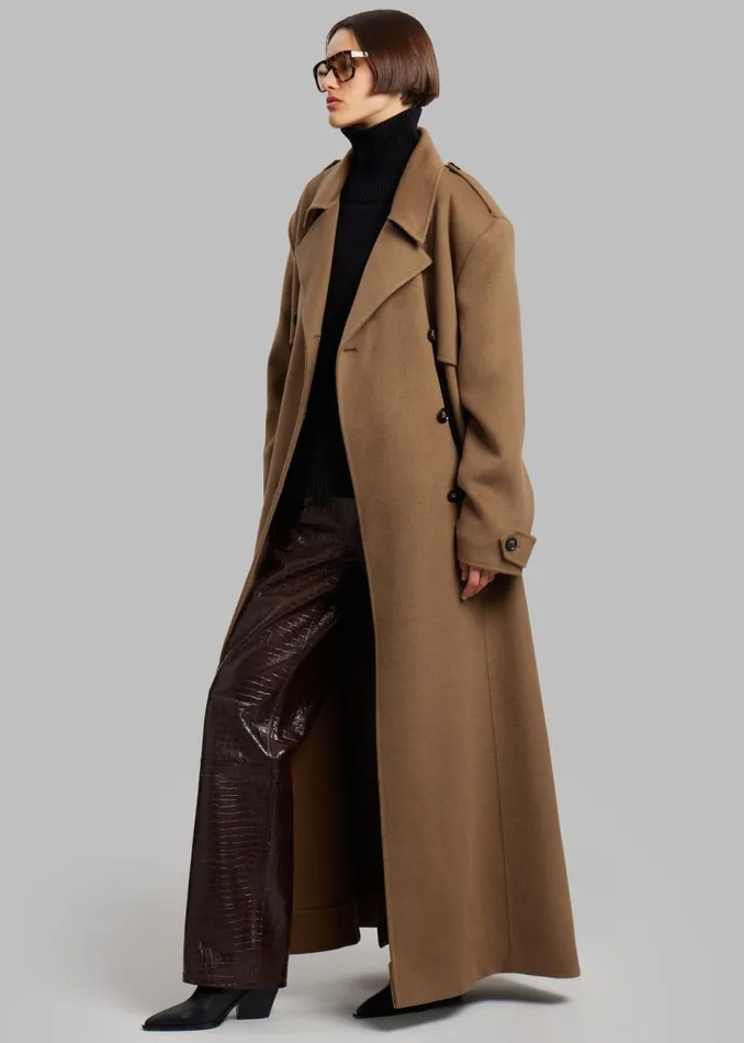 Women The Frankie Shop Outerwear Nikola Padded Trench Coat Camel
