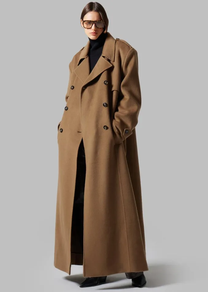 Women The Frankie Shop Outerwear Nikola Padded Trench Coat Camel
