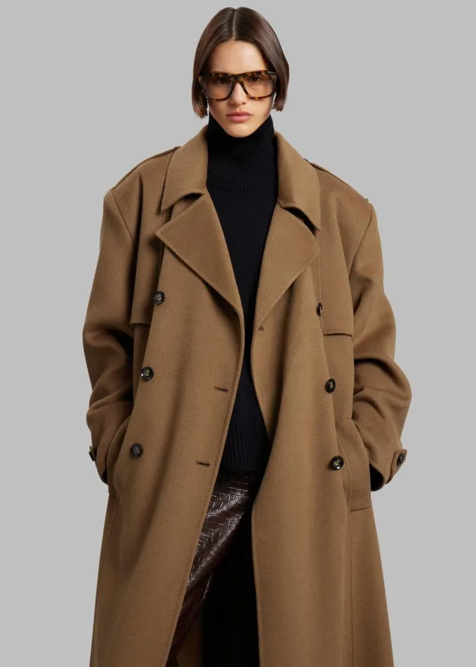 Women The Frankie Shop Outerwear Nikola Padded Trench Coat Camel