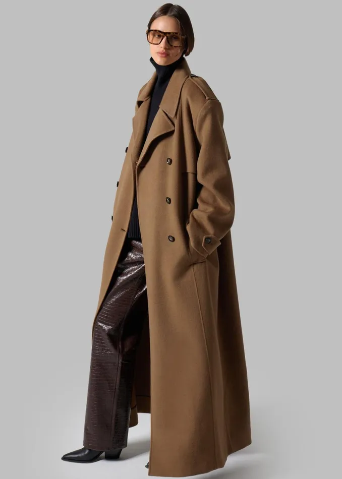 Women The Frankie Shop Outerwear Nikola Padded Trench Coat Camel