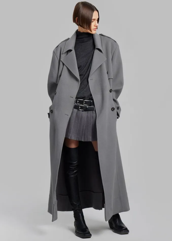 Women The Frankie Shop Outerwear Nikola Padded Trench Coat Grey