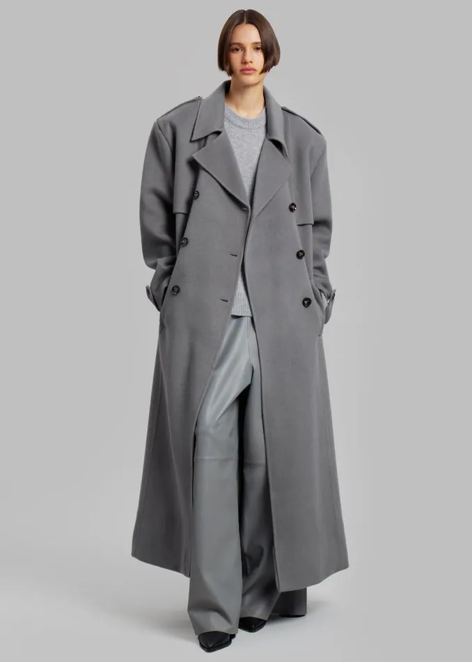 Women The Frankie Shop Outerwear Nikola Padded Trench Coat Grey