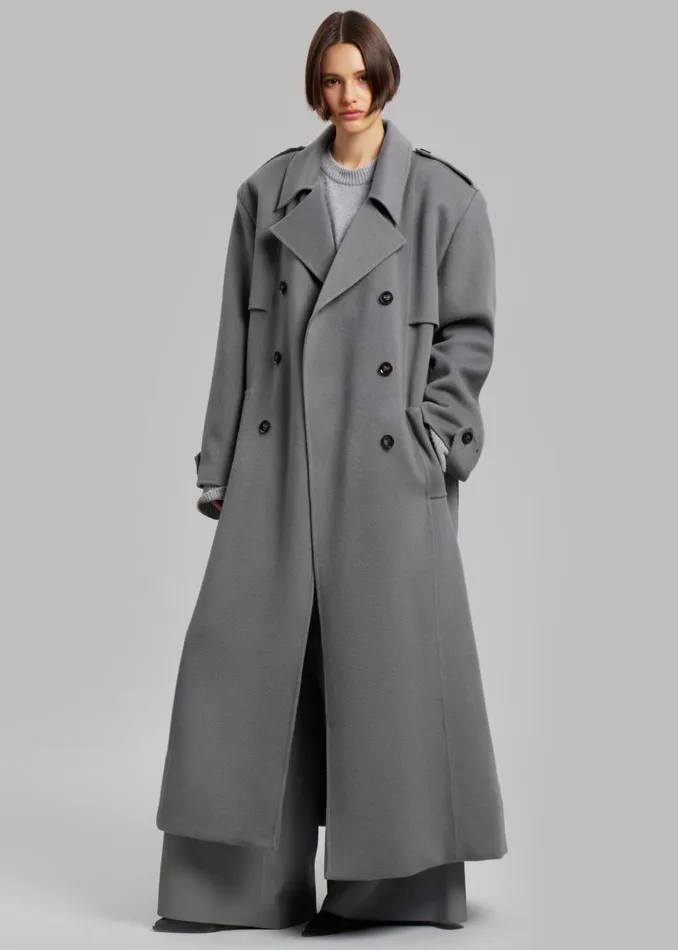Women The Frankie Shop Outerwear Nikola Padded Trench Coat Grey