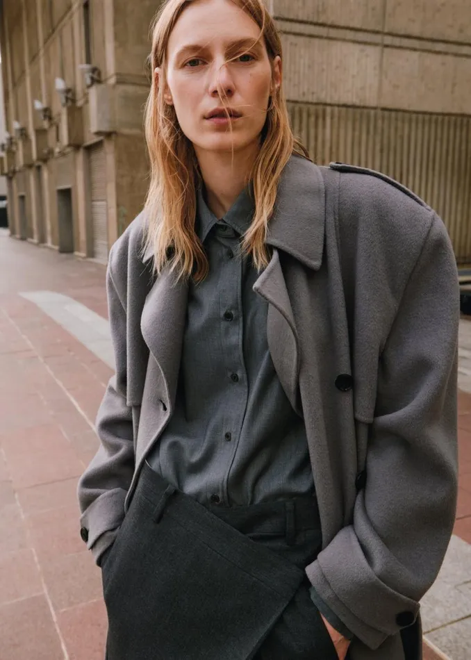 Women The Frankie Shop Outerwear Nikola Padded Trench Coat Grey