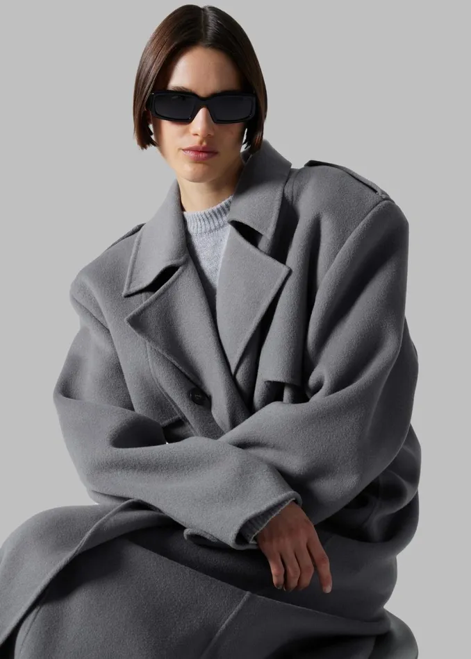 Women The Frankie Shop Outerwear Nikola Padded Trench Coat Grey