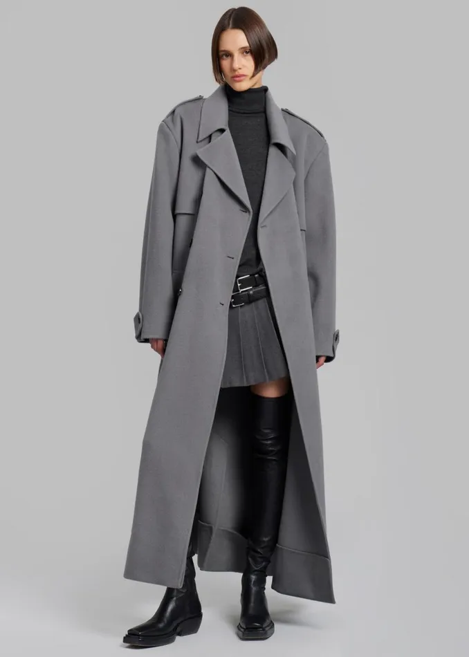 Women The Frankie Shop Outerwear Nikola Padded Trench Coat Grey
