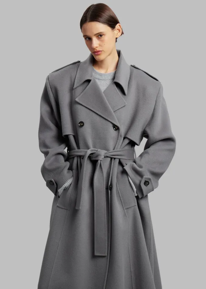 Women The Frankie Shop Outerwear Nikola Padded Trench Coat Grey