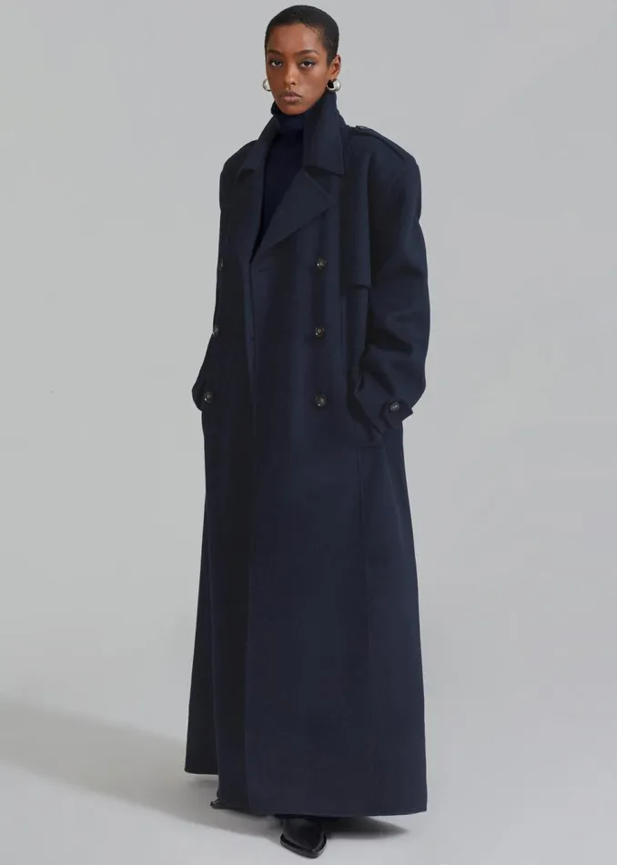 Women The Frankie Shop Outerwear Nikola Padded Trench Coat Navy