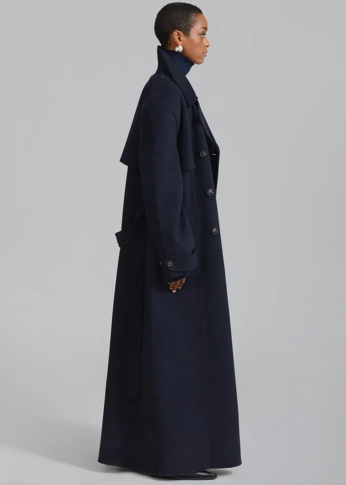 Women The Frankie Shop Outerwear Nikola Padded Trench Coat Navy