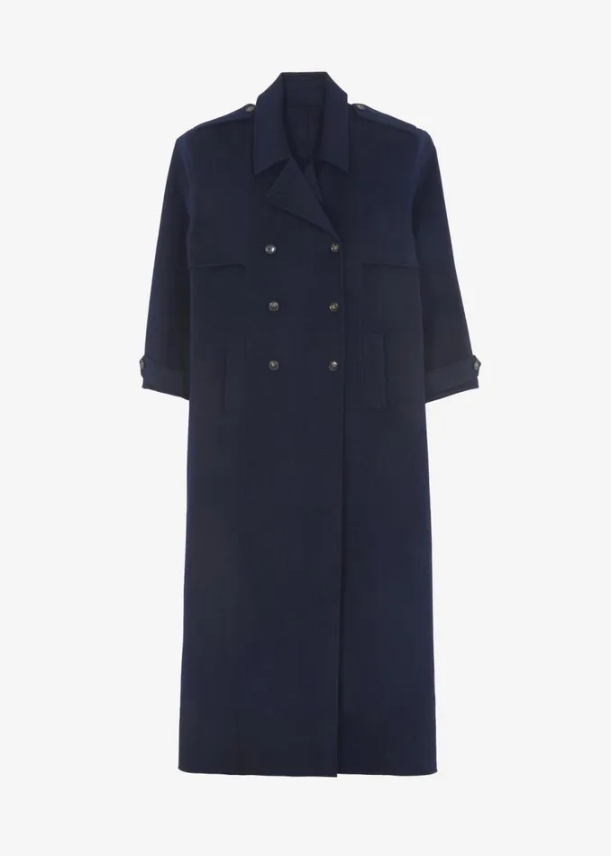 Women The Frankie Shop Outerwear Nikola Padded Trench Coat Navy
